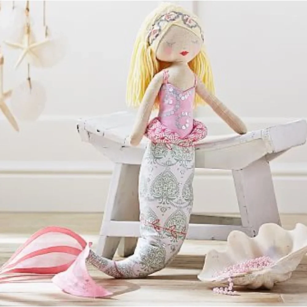 24 in Pottery Barn Mermaid Doll with Pink and Blonde Details